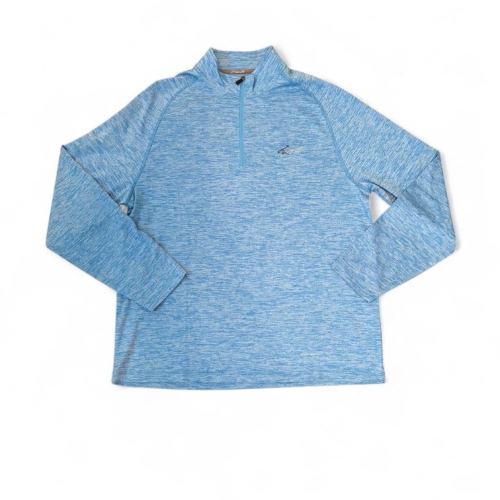 Attack Life Greg Norman Mens Blue Heathered Play Dry Quarter Zip Pullover M